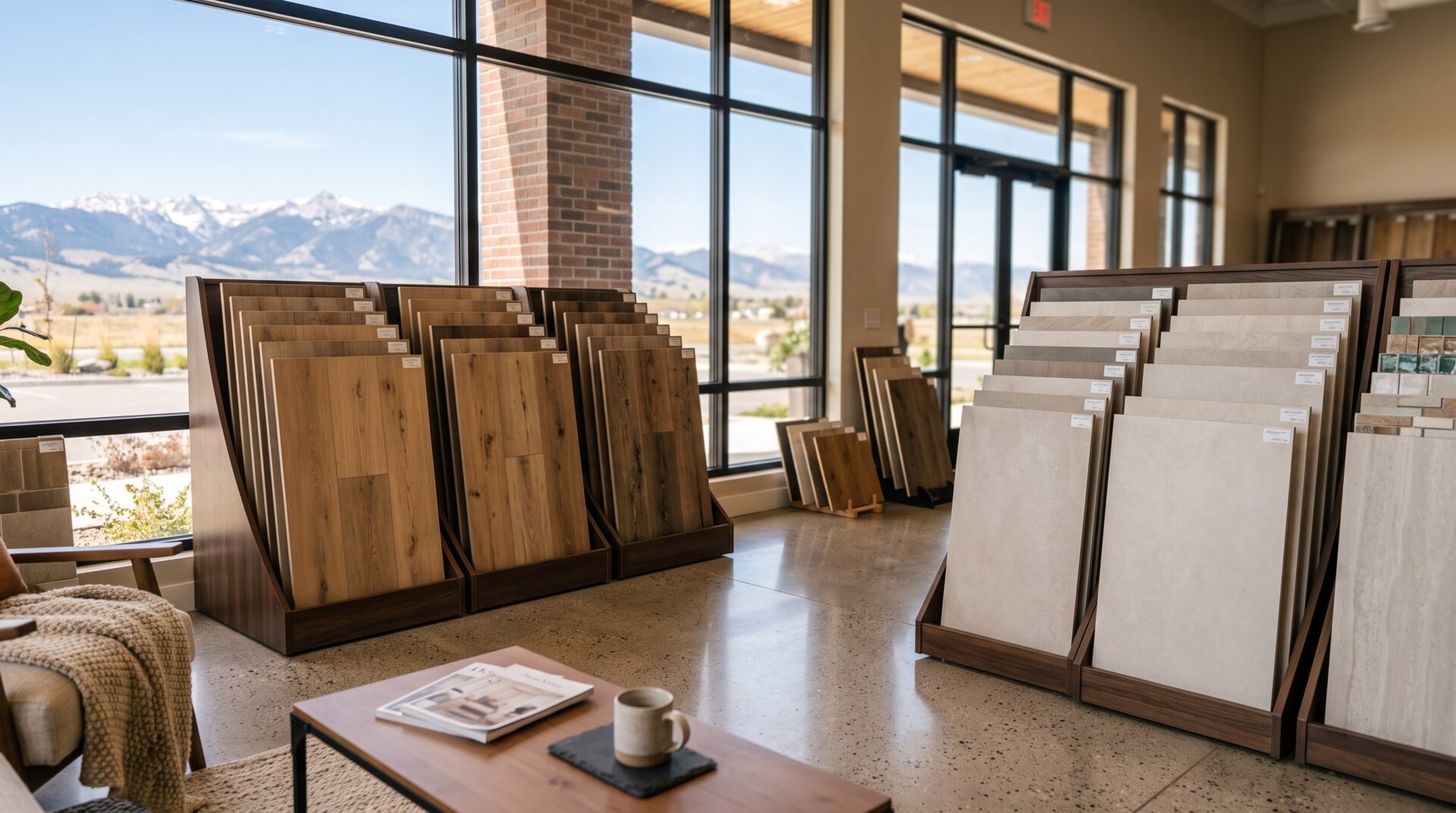 Pierce Carpet Mill Outlet flooring showroom on Huffine Lane Bozeman Montana.