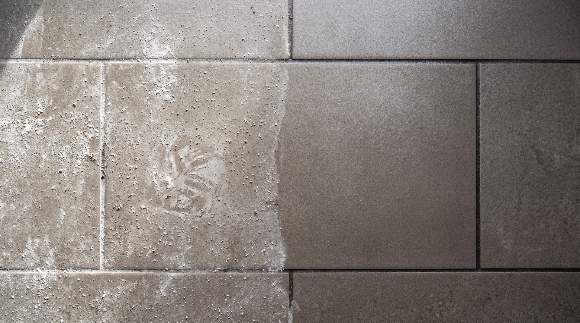 porcelain tile entryway showing road salt residue and cleaned surface in a Butte Montana home.