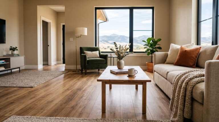 waterproof LVP flooring in a Bozeman Montana rental unit ready for new tenants.