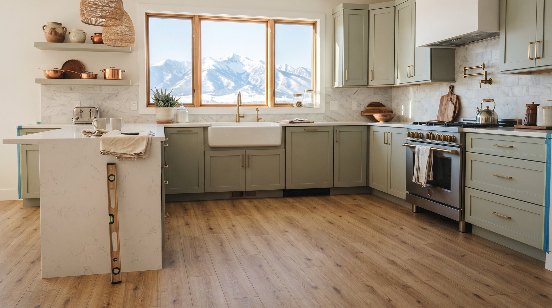 waterproof LVP flooring in a Bozeman Montana kitchen remodel.