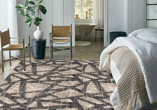 Area rug in modern bedroom | Pierce Carpet Mill Outlet